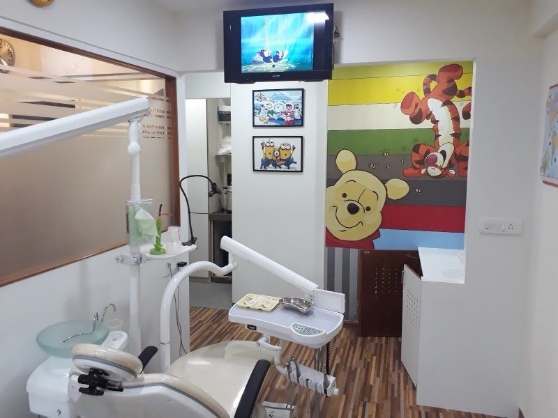 The clinic's colourful, cartoon-themed treatment room designed to put children at ease